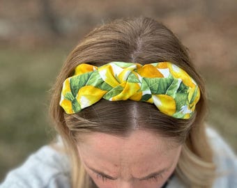 Lemon Print Knot Headband - Preppy