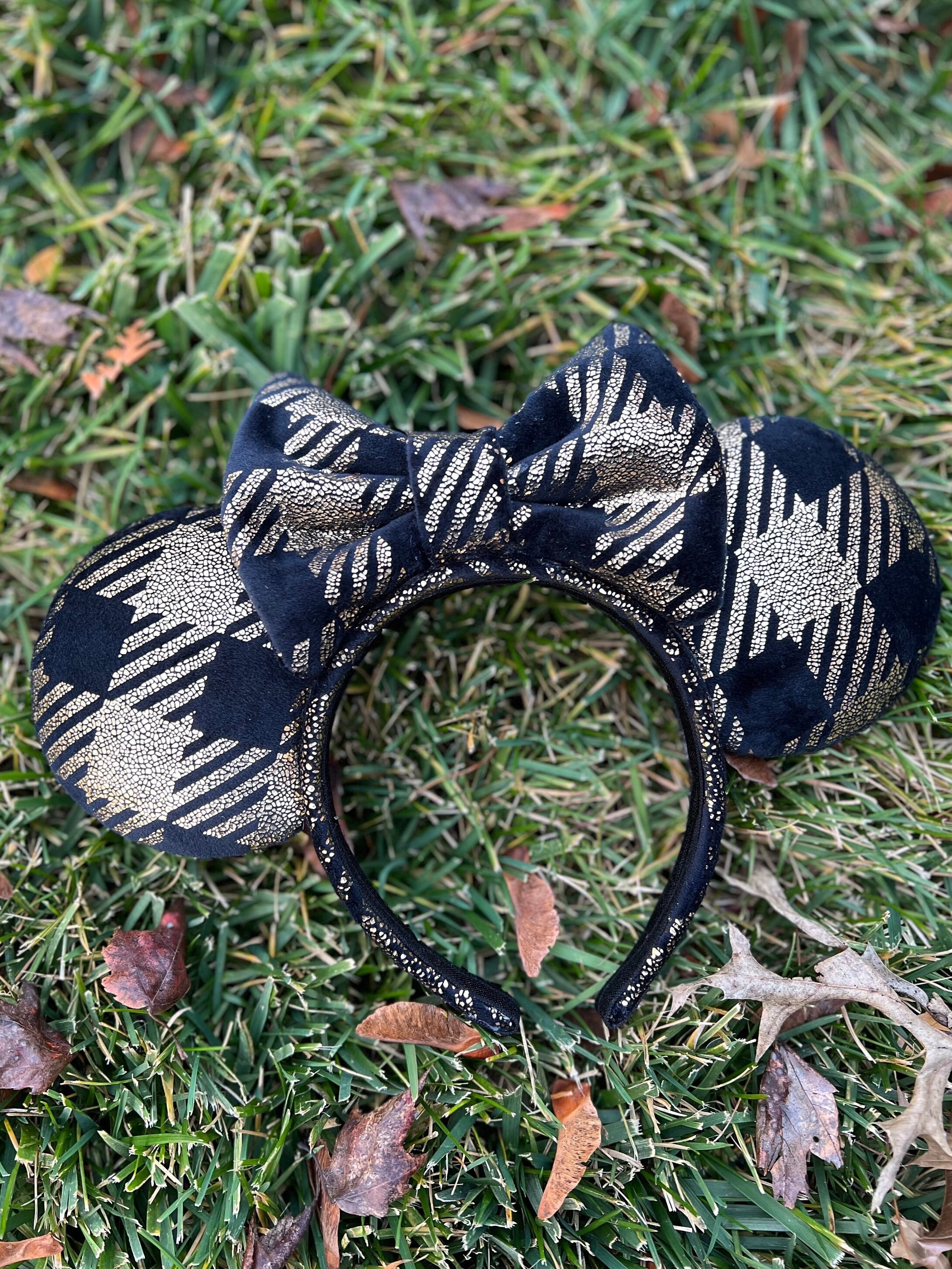 Disney Authentic Mickey Ears Halloween Houndstooth Disney Mickey Ears - Black White Houndstooth | Mercari main image 4