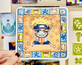 Ninja Team 7 Square Tile Watercolor Prints
