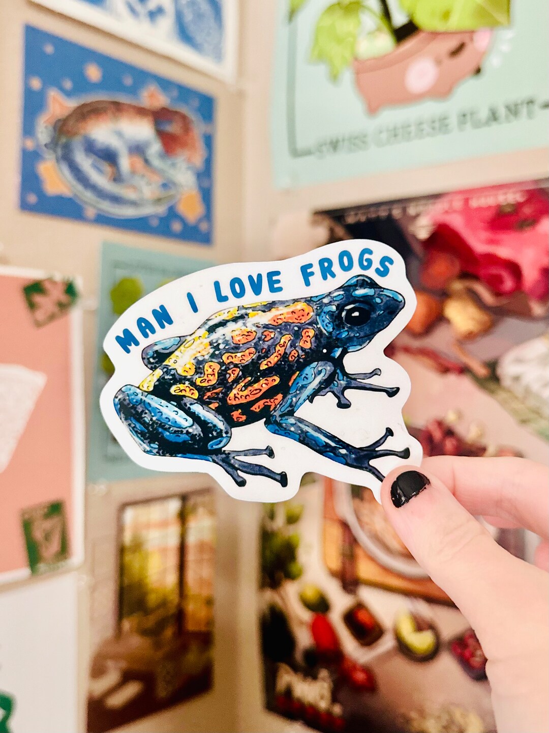 Man I Love Frogs Sticker - Silly Sticker for Amphibian Lovers, Pet ...
