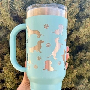 40 Ounce Tumbler - Dachshund Dog Full Wrap 40 Oz. Tumbler with Handle - Polar Camel Brand Dog Mama Tumbler - Gift for Dog Mom - Doxie Mom