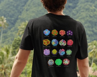 Shirt with 15 Corals on the Back | Reef Aquarium Hobby Unisex T-Shirt | Saltwater Fish, Corals & Reef Tank