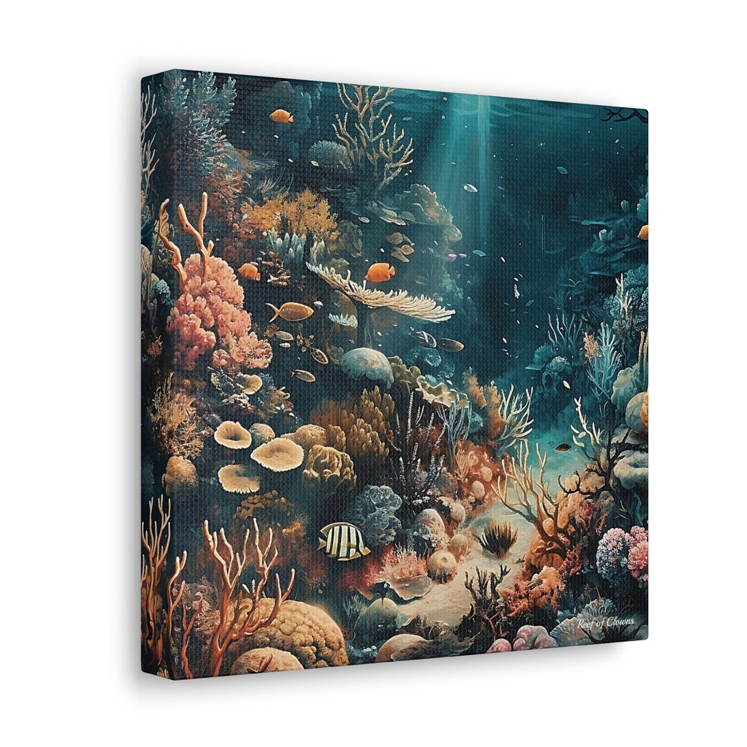 Coral Reef Evening Reef Aquarium Canvas Wall Art for Coral and Fish ...