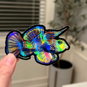 Mandarin Goby (Holographic) | Fish Art Sticker | Aquarium Art | Saltwater Fish | Coral Sticker