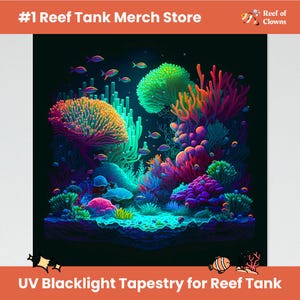 Reef Magic | UV Reactive Blacklight Tapestry |  Reef Aquarium Hobbyists | Saltwater Reef Tank Art | Glow in the Dark