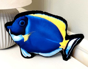 Powder Blue Tang Pillow | Awesome Addition to Reef Aquarium Hobbyists | High Quality Print with Die-cut Contours