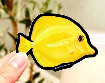 Yellow Tang Sticker (Holographic) | Fish Art Sticker | Aquarium Art | Saltwater Fish, Coral Sticker | Reef Tank