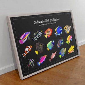 15 Hand-drawn Based Saltwater Fish Poster (Horizontal)