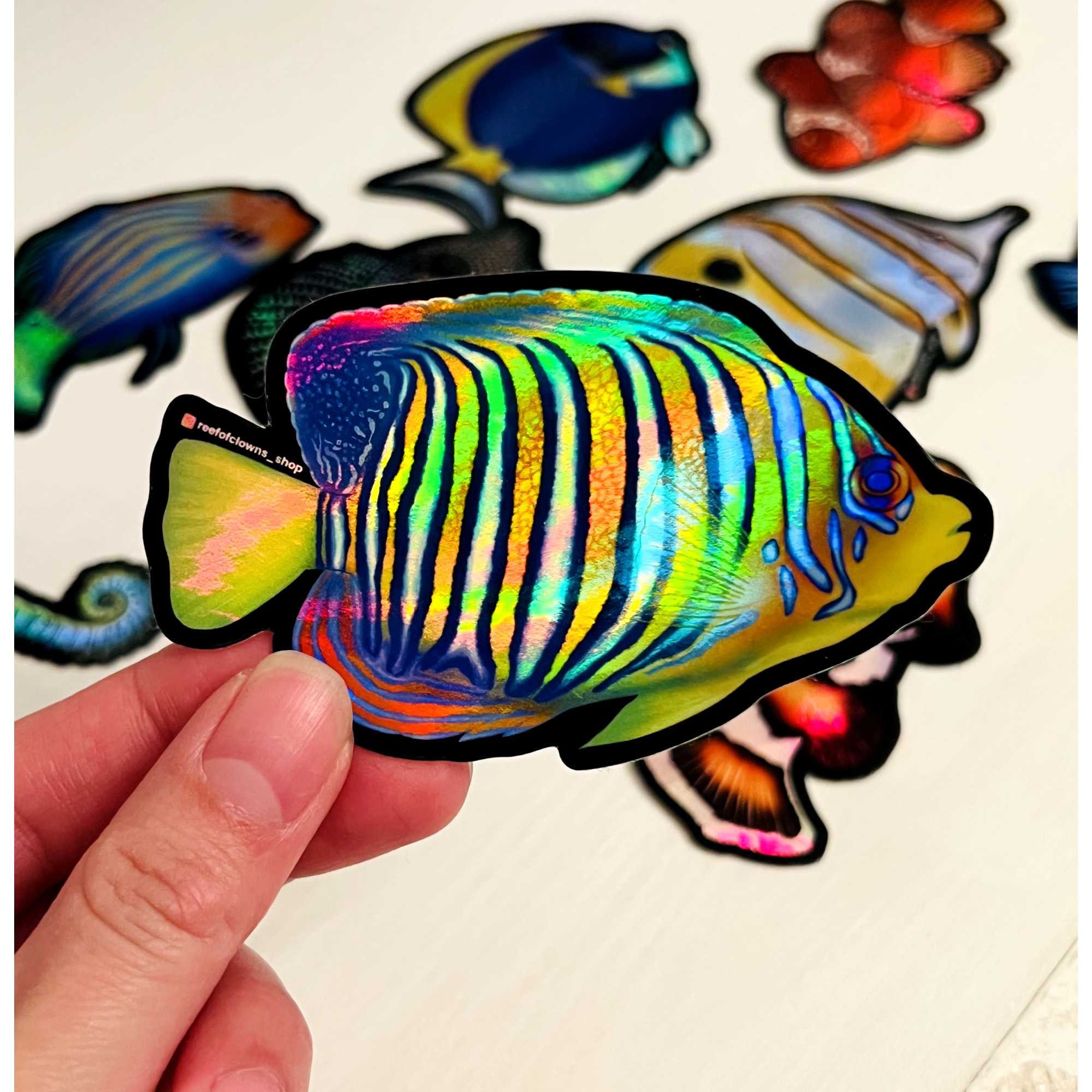 Regal Angelfish (holographic) | Fish Art Sticker | Aquarium Art ...