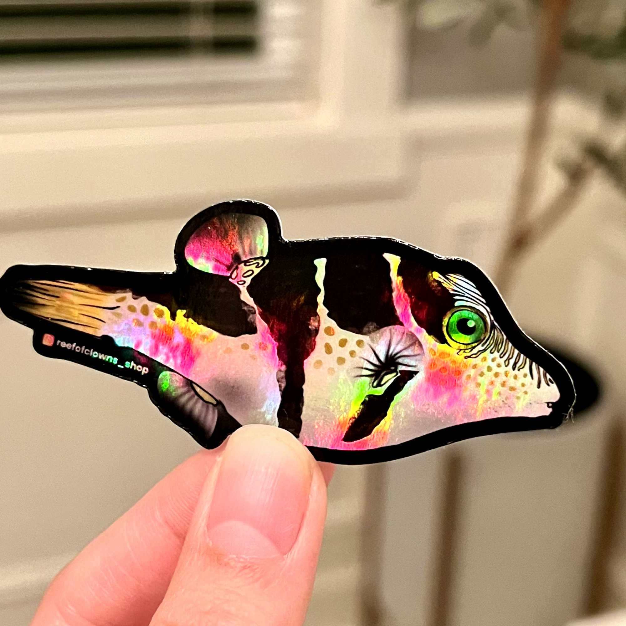 Saddle Valentini Puffer holographic Fish Art Sticker Aquarium Art ...