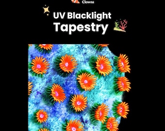 Meteor Shower Cyphastrea | UV Blacklight Coral Tapestry, Neon Reef Wall Art, Psychedelic Aquarium Decor, Fluorescent Coral Art, Reef Tank