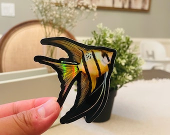 Angelfish Sticker (Holographic) | Fish Art Sticker | Aquarium Art | Freshwater Fish Sticker | Goldfish