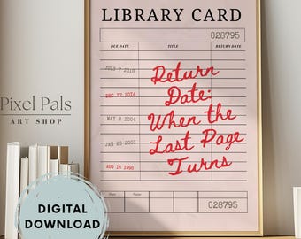 Vintage Library Card Poster: Book Lover Wall Art (Digital Download or Print Available)