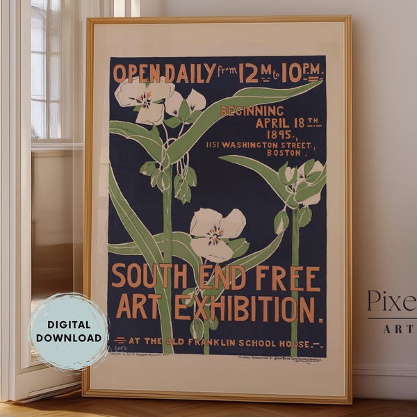 Art Nouveau-utställningsaffisch: South End Boston Vintage-tryck (digital nedladdning)