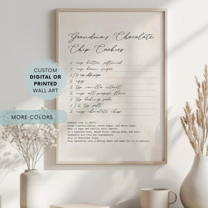 Personalized Family Recipe Sign with Handwriting-Style Font Custom Kitchen Wall Art Recipe Keepsake Gift Printed or Digital
