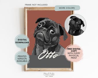 Custom Watercolor Multiple Pet Portrait from Photo | Personalized Dog or Cat Portraits Last Minute Printable Christmas Gift Pet Memorial Art