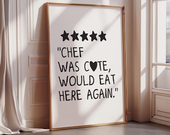 Impresión artística divertida de chef / Cita de cocina (Descarga digital)