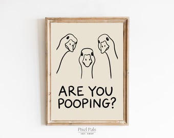 Funny Goose Bathroom Print – Quirky Farmhouse Restroom Wall Art (UNFRAMED)