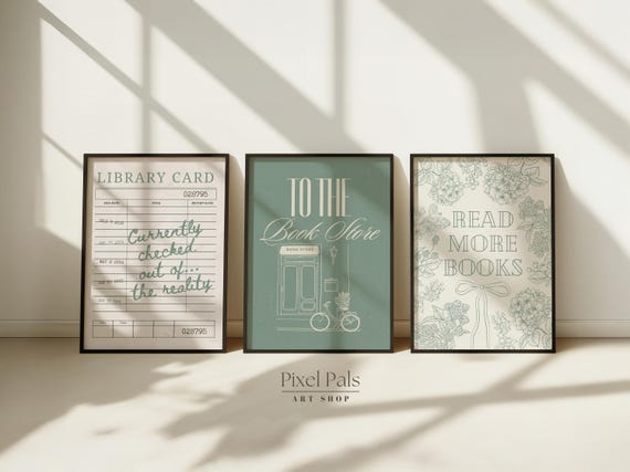 Book Lover Wall Art Set: Literary Home Library Prints (Digital Download)