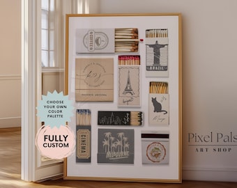 Custom Matchbook Print Retro Travel Memories Poster Personalized Couple Gift Vintage Matchbook Wall Art