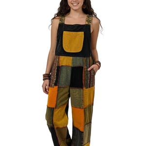 Himalayan Patchwork Corduroy unisex jumpsuit – Handgjord 100 % bomullsdungaree från Nepal