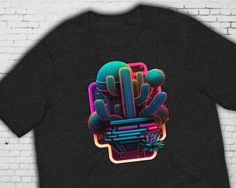 Cactus Vaporwave Aesthetic Shirt 80s Retro Psychadelic Abstract T-Shirt Retrowave Synthwave Cacti