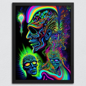 Trippy Psychedelic Art Print - Strange Weird Vibrant Art - Abstract Wall Art - Funky Poster