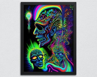 Trippy Psychedelic Art Print - Strange Weird Vibrant Art - Abstract Wall Art - Funky Poster