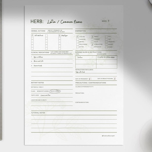 Herbal Notes Template Printable Download