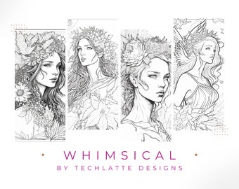 Kolorowanka dla dorosłych: Whimsical Fairies & Steampunk Ladies