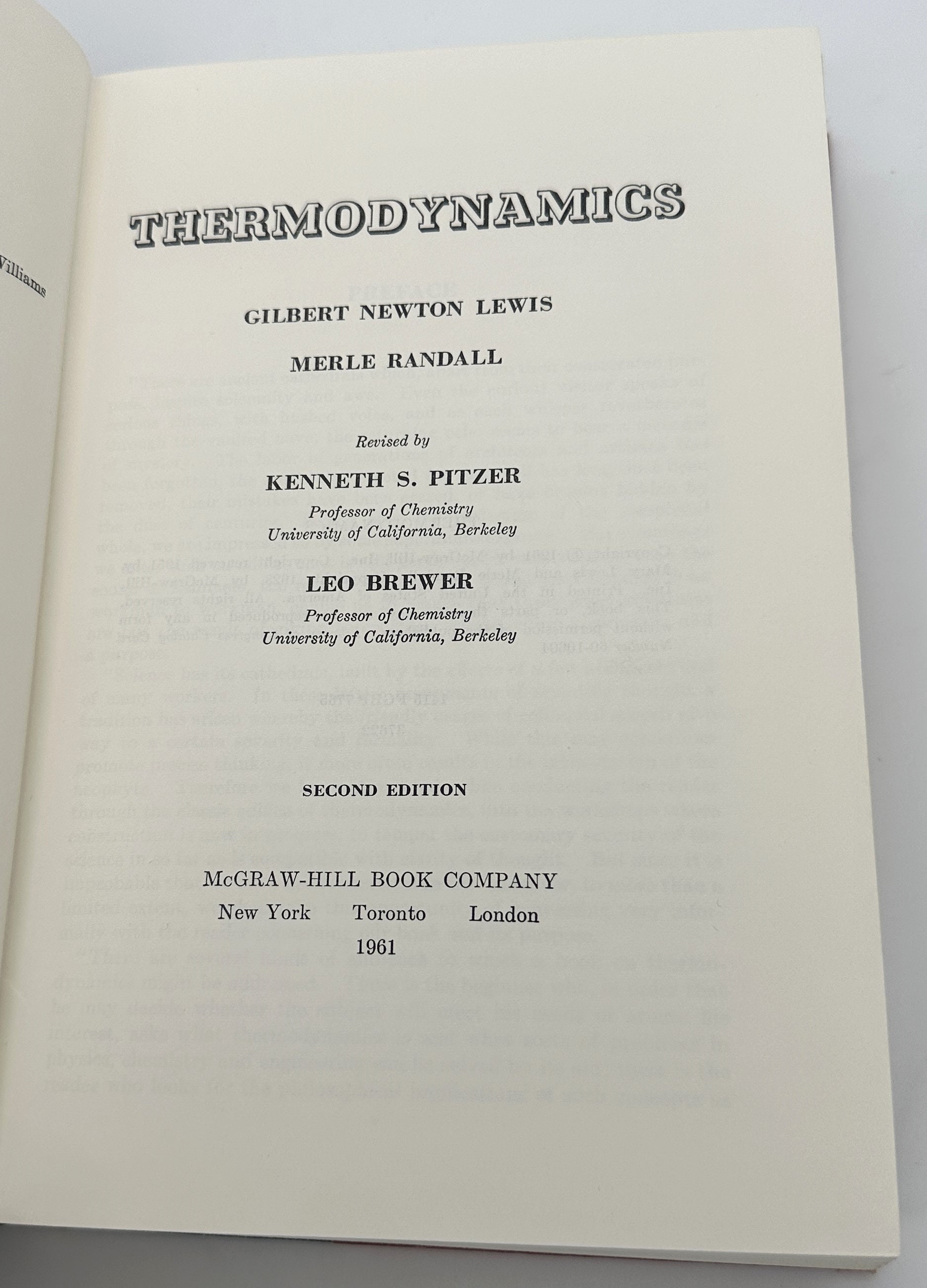 Thermodynamics 2nd Edition by Gilbert Newton Lewis and Merle