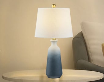 Round Table Lamp, Unique Table Lamp, White/Blue Table Lamps, Bedroom Table Lamps