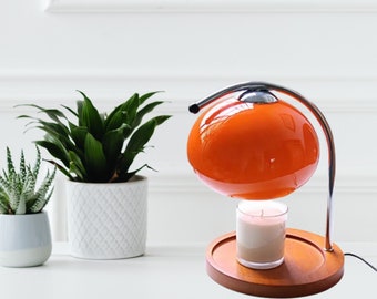 Candle Warmers Lamp, Vintage Scandinavian, mushroom decorative lamp for desk bedroom , orange or white aesthetic home decor, EU-US plug