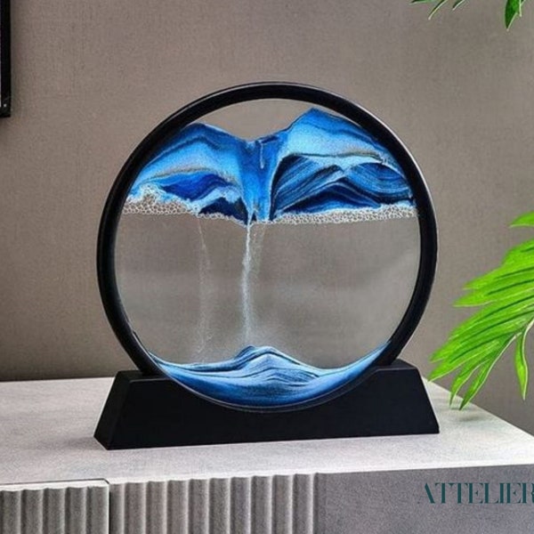 Round Moving Sand Art Frame Natural Scenery Home Decoration 3D Hourglass Creative Living Room Bedroom Ornament Decor