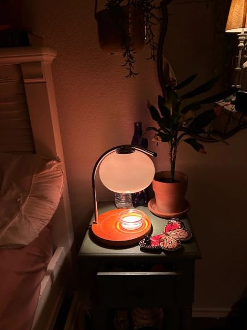Candle Warmers Lamp, Vintage Scandinavian, mushroom decorative lamp for desk bedroom , orange or white aesthetic home decor, EU-US plug image 6