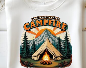 Camping Campfire PNG: Outdoor Adventure Illustration (Digital Download)