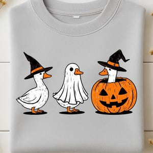 Funny Halloween Goose PNG, Duck Ghost Pumpkin SVG, Duck Clipart, Cute Fall Animal Shirt Design, Sublimation File, Halloween Shirt Design