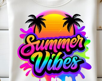 Summer Vibes PNG – Retro Beach-clipart voor sublimatie en zomerknutsels