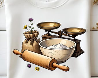 Vintage Baking SVG: Retro Kitchen Clipart, Rustic Bowl (Digital Download