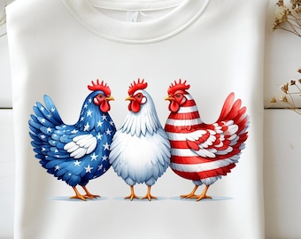 Pollo patriottico PNG: Clipart del gallo del 4 luglio (download digitale)