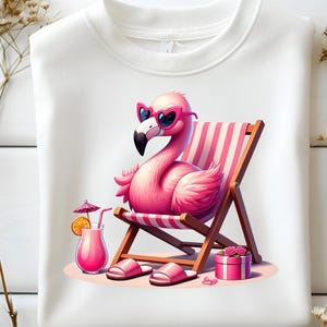 Pink Flamingo PNG Clipart, Tropical Summer Flamingo Sublimation, Cute Beach Flamingo Digital Download, Flamingo PNG, Summer Vibes PNG