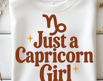 Capricorn Girl Zodiac Sign SVG PNG: Retro Astrology Clipart (Digital Download