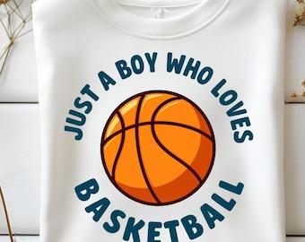 Lindo niño de baloncesto SVG, amante del deporte PNG (descarga digital)