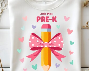 Little Miss Pre-K SVG: Penna Rosett Clipart, Tillbaka till skolan Design (Digital Nedladdning