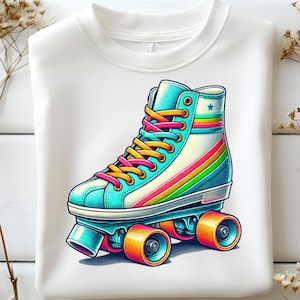 Retro Roller Skate PNG, Neon Skate Illustration, Digital Roller Skate PNG, Colorful Vintage Skate PNG, Skate Lover Png, Instant Download
