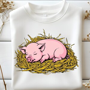 Sleeping Pig Digital Png, Cute Farm Animal PNG, Rustic Country Clipart, Pig Clipart, Farmhouse Sublimation File, Cute Pig Png, Pig Animal