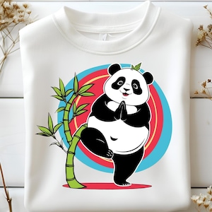Panda de yoga Clipart, Panda lindo PNG de meditación, Fondo transparente, Descarga digital, Panda de dibujos animados Png, Ilustración animal, Panda Png