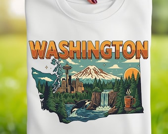 Washington State Travel Design, PNG SVG PDF (Digital Download)