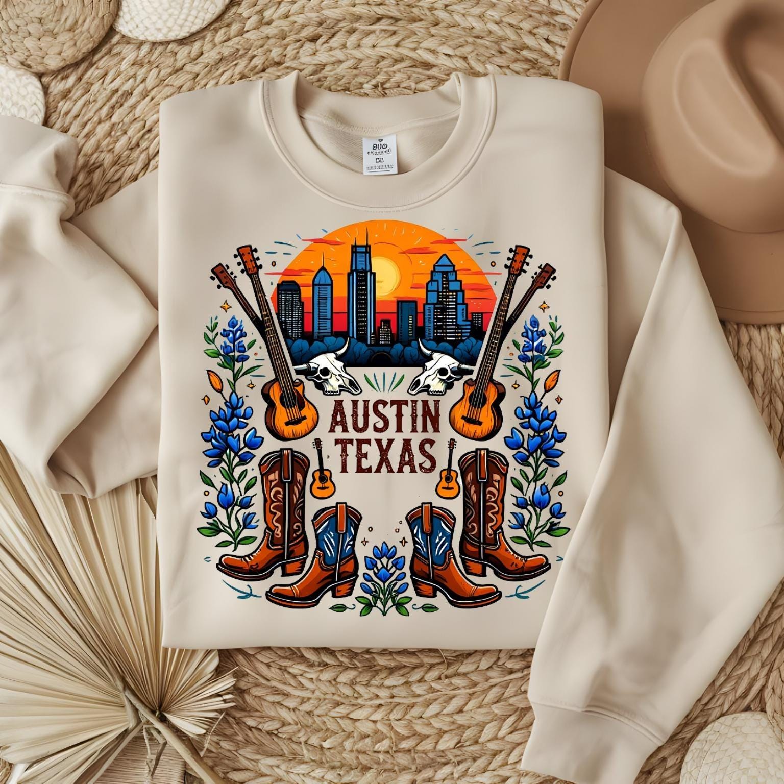 Austin Texas SVG: Western Boots, Guitar, Skull Clipart (digital ...