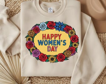 Arte de corona floral para el Día de la Mujer: Diseño femenino y colorido (Arte digital)